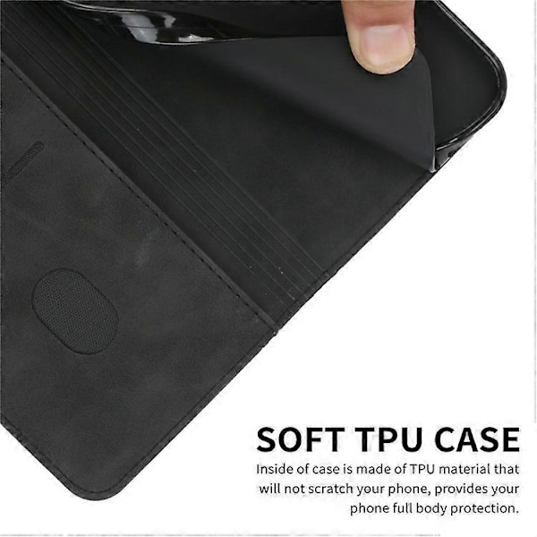 Kompatibel til Samsung Galaxy A36 5G Telefon Cover Præget PU Læder Wallet Stand Case Black