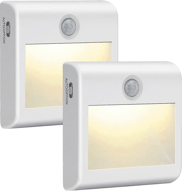 2 st Automatiska LED-nattlampor, Polykarbonat, Vit (varmvit) [Energiklass A++]