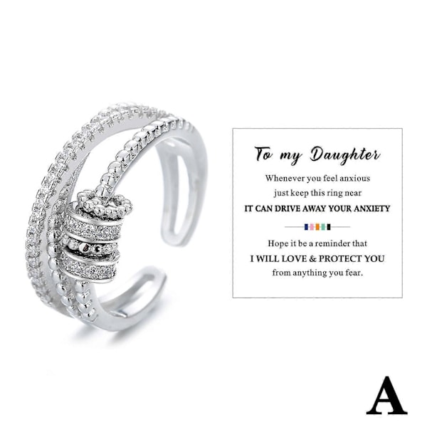 Til min datter Fidget Ring Anti Angst Ringe med Perler Spinner Til