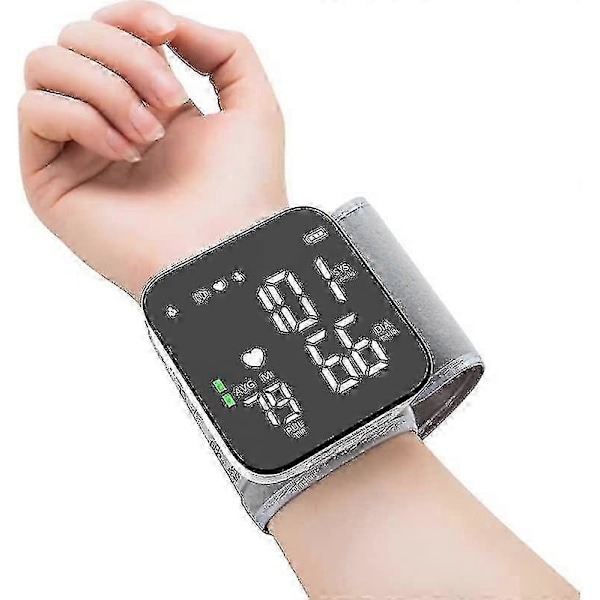 Blodtrycksmätare - Handleds Noggrann Automatisk Högt Blodtrycksmätare, bärbar LCD-skärm Oregelbunden Hjärtrytm Mätare Med Förvaringsväska Och A