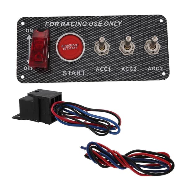 12v Bil Tenningsbryter Motorstart Trykknapp 3 Vippebrytere Racing Panel