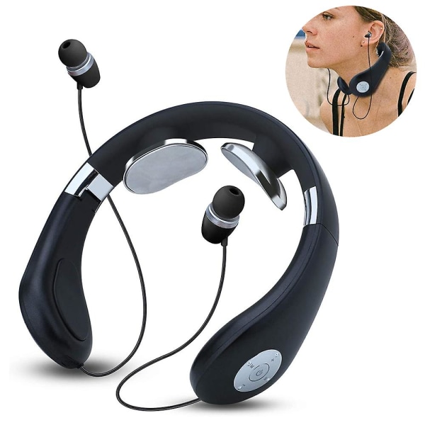 Multifunktionell axel- och nackmassager U-formad smart massageapparat med Bluetooth headset Black