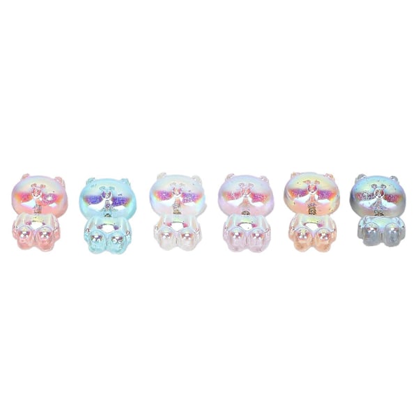 6 st Björn Nagelkonst Dekoration Söta 3D Björn Nagelaccessoarer Dekaler för DIY Manikyr