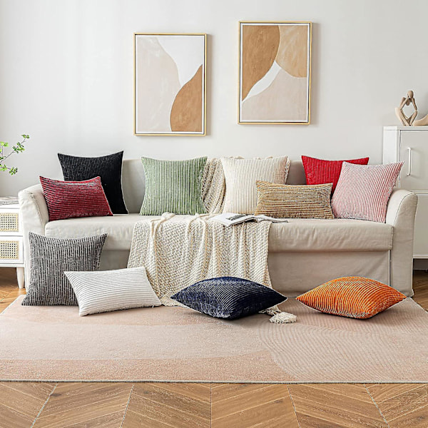2-pack Jul Corduroy Prydnadskuddfodral Dekorativa Mjuka Randiga Fyrkantiga Kuddfodral Örngott Vår För Soffa Sovrum Stol Bil 18x1