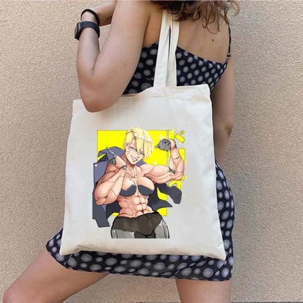 Anime Manga Lucy Rebecca Cyber ​​Canvas Shoppingväska i bomull white