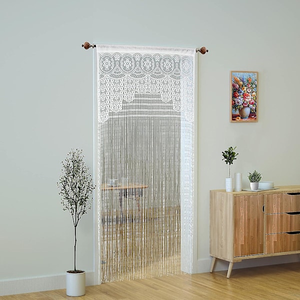 2 st Macrame Spetsdörrgardiner för dörröppningar, rumsavdelare dörröppning Hippie fönsterpanel rumsavdelare vägg garderob gardiner för sovrum garderobsdörr