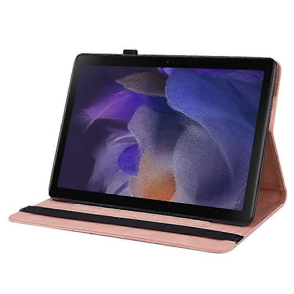 Kompatibelt Läderfodral för Samsung Galaxy Tab A9 med Fjärilsblommor Tryck Tablet Skydd Pink
