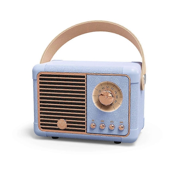 Bluetooth-kaiutin, kompakti, kannettava, retro-ulkoasu, HIFI-stereoääni, monitoiminen langaton kaiutin akulla, vaaleansininen
