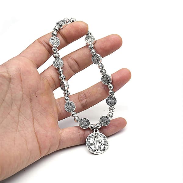 Katolsk Sankt Benedict Justerbart Armband Mode Religiösa Pärlarmband
