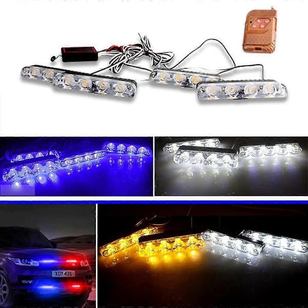 Bil Front Grill Nødblink Varsellys LED Strobelys 3 Modus For Politi-hs