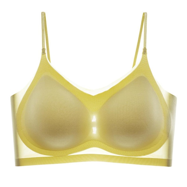 Dam Comfy Ultra Thin Ice Silk Comfort Andningsbar BH Lifting BH Plus Size Light Yellow 4XL