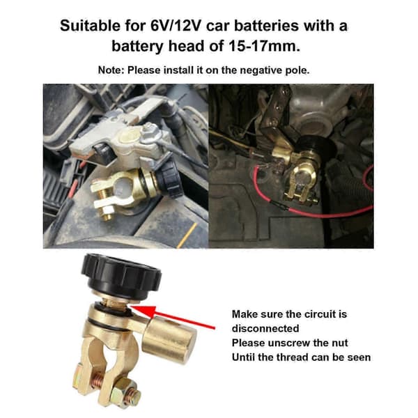 2 stk. Batteriterminal Link Switch Antikryb Rustfri Strømisolator Universal til RV ATV Båd