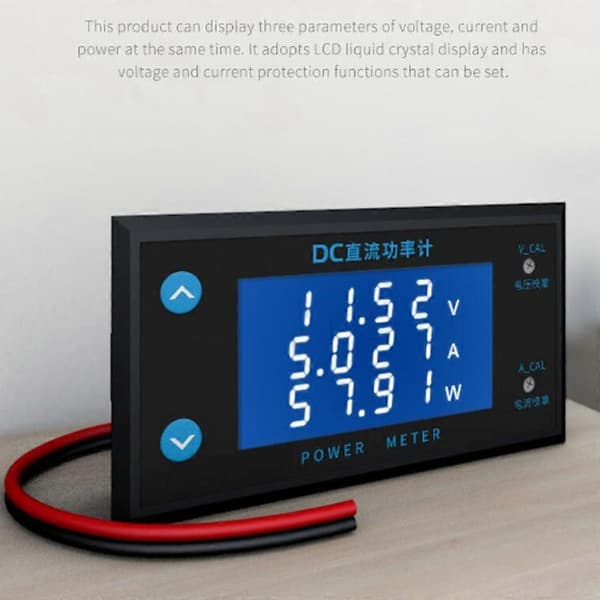 0-200VDC 10A Effektmätare Digital Voltmeter Amperemeter Wattmätare Temperaturövervakare