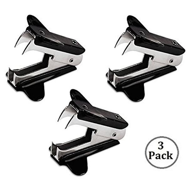 Häftklammerborttagare, Extra brett fingergrepp, Stålkäftar, 3-pack, Svart Hög kvalitet