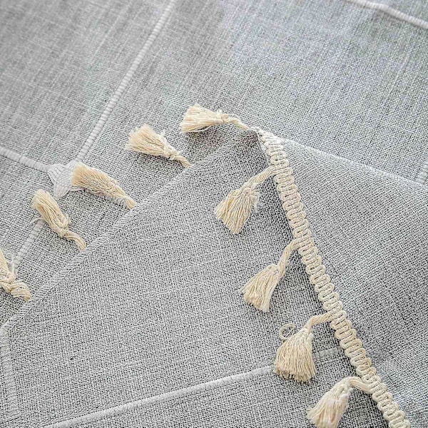 150 cm Rustikk Duk For Runde Bord Rynkefri Utendørs For Selskaper Broderi Duker (Grå)