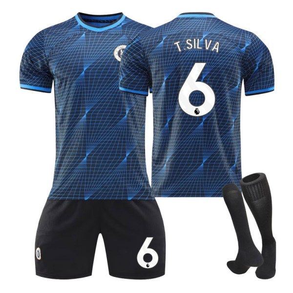 23-24 Chelsea Jersey Away barns studentträningskit NO.6 T.SILVA 16