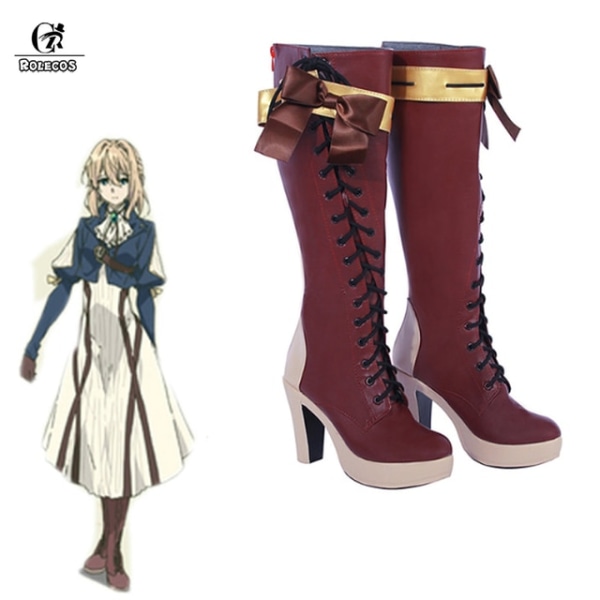 Violet Evergarden Cosplay-stövlar Anime Cosplay-skor i anpassad storlek Violet Evergarden 35