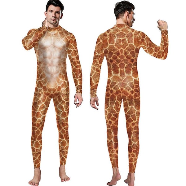 Halloween Cosplay -asu Hauska Body-puku Naisten Miesten Spandex Zentai -puku kokovartaloinen eläimen kallo printed Halloween-rekvisiitta style 6 L