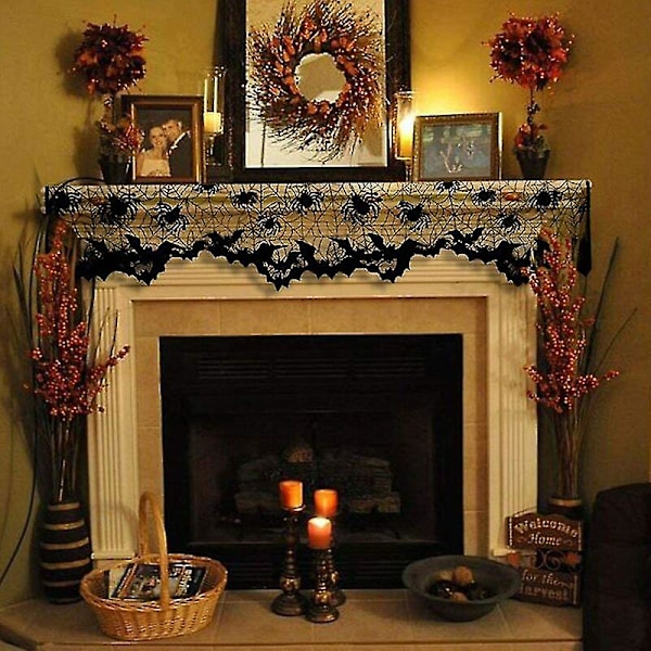 Halloween Pitsi Halloween Koristeet Lampunvarjostimen Päällinen Halloween Sisustus Musta Hämähäkinverkko Halloween Pitsi Halloween Lamppuun Juhlakoristeet, 60