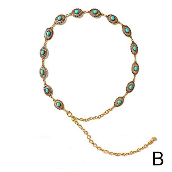 Western Metal Concho Belte Metall Boho Dame Turkis Concho Kjede