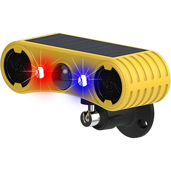 Solcellsdriven utomhuslarm med rörelsesensor - 13 ljud inklusive hundskall & pistolskott, 2*130db Högljudd ljudgenerator, 4 lägen