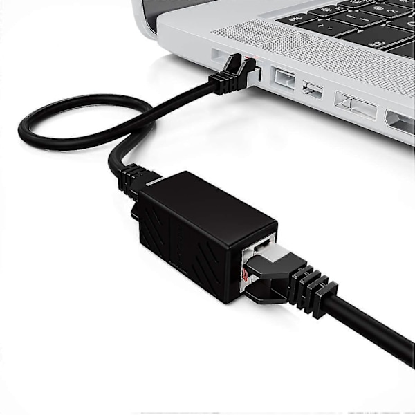 1x Cat6 Liitin Kaapeli Verkkokaapelit Patch-kaapeli Ethernet-kaapeli Suojattu Modulaarinen Adapteri 2x Naarasliitin Rj45 Dsl Lan Musta