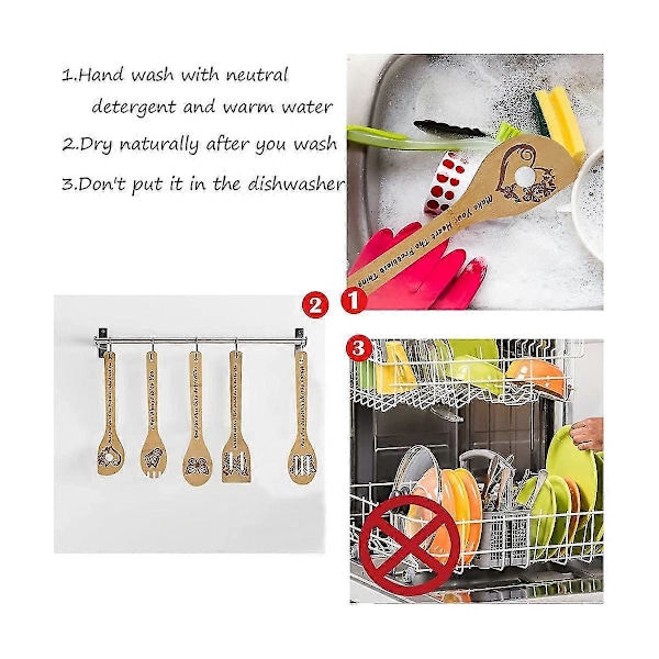 Fjärilsformade Träskedar 5-pack, Fjärilsköksgåva, Fjärilsköksdekoration, Bambuköksredskap