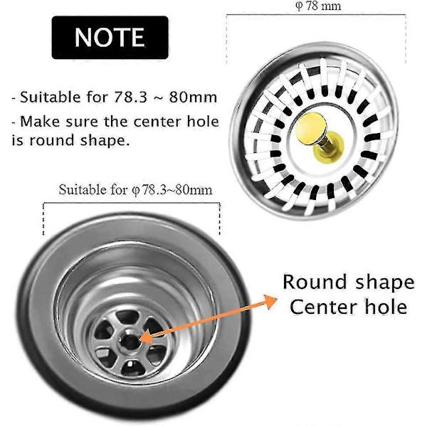 78mm Premium Kjøkkenvask Sil Plugg