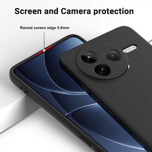 Kompatibel med Xiaomi Poco F7 Pro 5G / Redmi K80 5G Cover Flydende Silikone Telefon Bagside Cover med Håndrem Black
