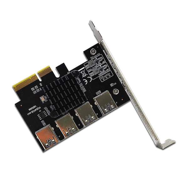 PCIE 1 til 4 PCI-Express grafikkortadapter Pcie 4X til USB3.0 16X Multiplier