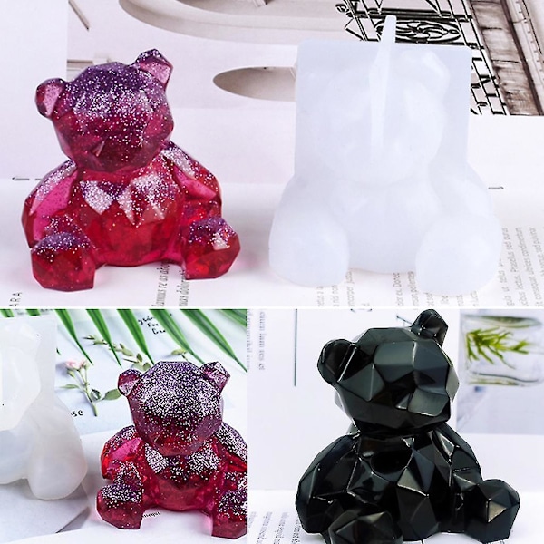 3D Håndlavet Geometrisk Bjørn Form DIY Håndværk Bil Aromaterapi Silikoneform-fg