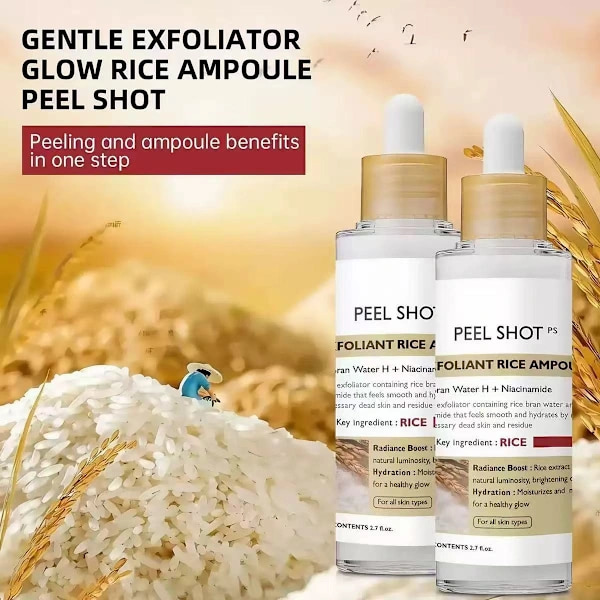 2 stk. PEEL SHOT GLOW EXFOLIANT RIS AMPOLL (HVID RIS/SORT RIS)