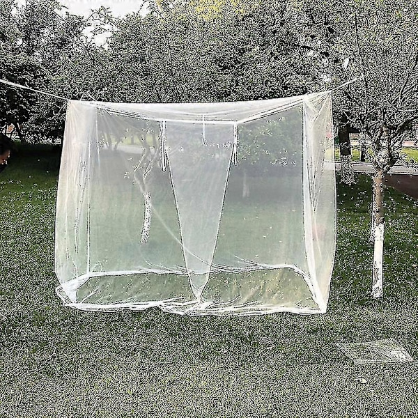 1 Sæt Bærbar Sommer Camping Anti Myggenet Holdbart Letvægts Hvidt Mesh Firkantet Foldbart Myggenet (200*180*200cm)