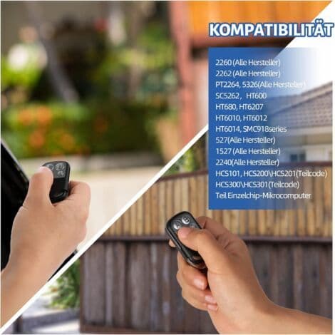 4-pakning automatisk portfjernkontroll, 433,92Mhz frekvens, fjernkontroll med fast kode, kan kopiere læringskode.