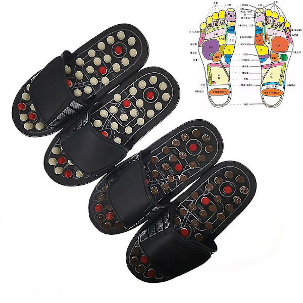 Fötter Massage Tofflor Fotzonterapi Akupunkturterapi Massageapparat Walk Stone Skor Akupunktur Kullersten Massageador Sandal Coffee 38-39