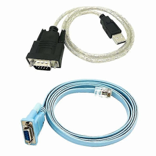RJ45 Nettverkskabel Seriell kabel Rj45 til DB9 og RS232 til USB (2 i 1) CAT5 Ethernet-adapter LAN Con