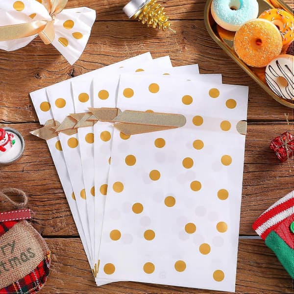 50-pack Dragkedjegodispåsar, Plastpresentpåsar Dragkedjekexpåsar för Jul