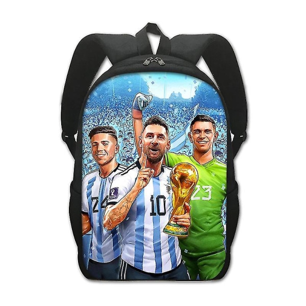 Ny Mr. Football World Cup Student Skolesekk Messi Polyester Belastningsreduserende ryggsekk med stor kapasitet style 3