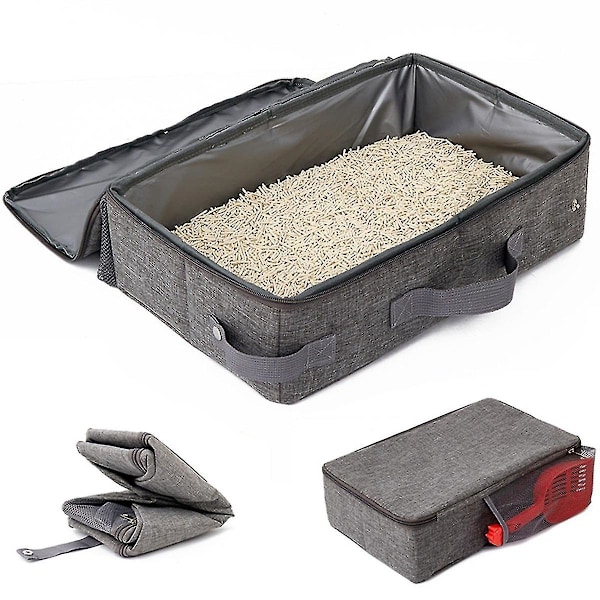 Hopfällbar Kattlåda för Resor Läckagesäker med Dragkedja Bärbar Katttoalett för Hotell Bil Utomhus 30 X 30cm
