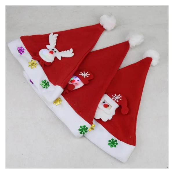 2024 Söpö jouluhattu lapsille/aikuisille Punainen cap Led Light Joulupukin hattu Kotitoimistobaariin Joulujuhlien koristelu Kid Santa