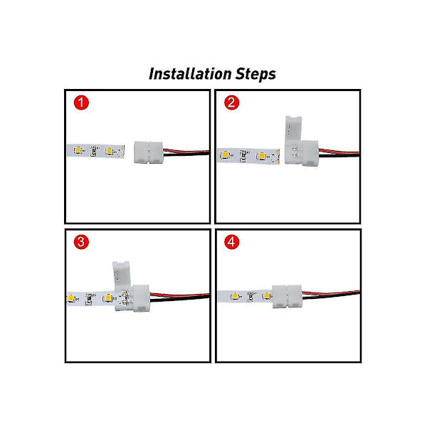50st LED-tejpkontakt 2-pin Tillbehörskontakter 8mm För 2835 3528 5050 5730 5630 Smd