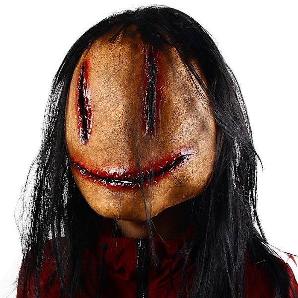 Smiley Sarjamurhaaja Naamio Scary Latex Full Head Horror Movie Mask Halloween Cosplay Rekvisiitta