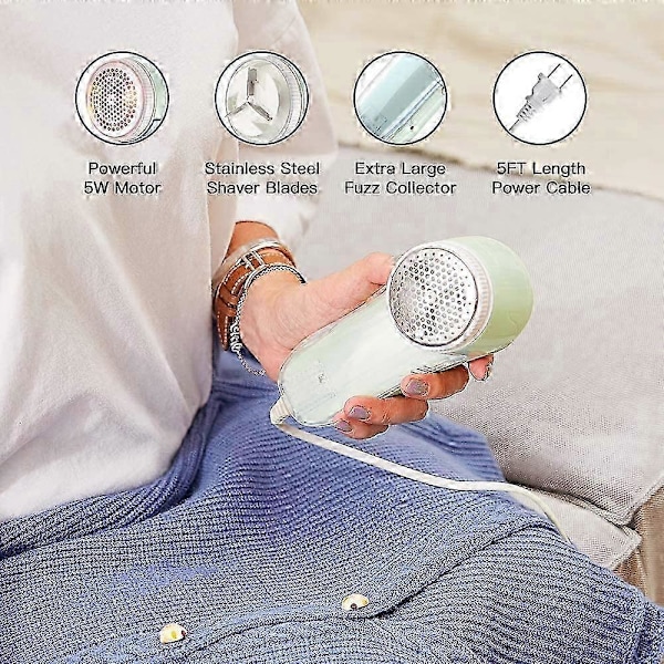 LN-Tilfeldig farge stoffshaver og nuppefjerner med utskiftbare rustfrie stålblader - USB Plug and Play & Tilfeldig farge genser barberhøvel hårfjerner,