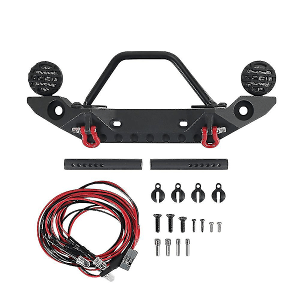 Metallstötfångare med LED-lampor för 1/10 RC Crawler Axial Scx10 90046 Scx10 Iii Axi03007 Trx4, fram
