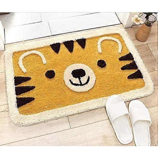 Söt Tiger Dörrmatta, Härlig Lejon Badrumsmatta, Halkfri Vattenabsorberande Leo Tryck Badmattor, Tecknad Duschmatta Djur Hemmatta (25.6 tum x 1