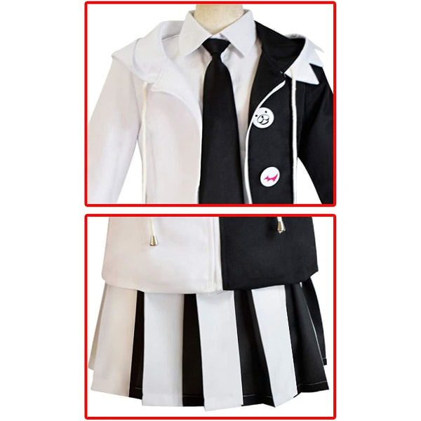 Tinyones Monokuma Cosplay -asu Black White Bear Anime School Uniform -asu White XL