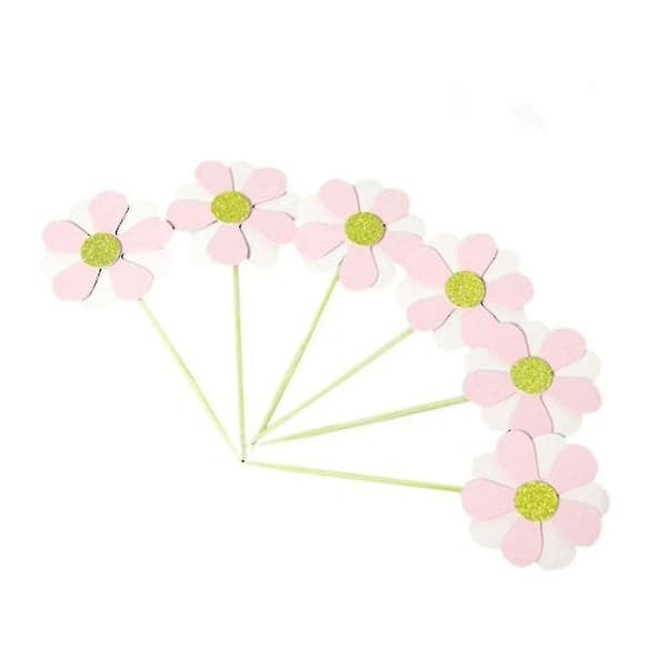 6 stk. Blinkende Blomsterblad Kagepynt Rosa
