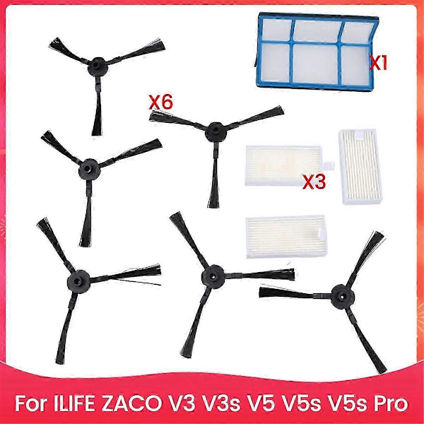 Filterborste Ersättningsdelar Tillbehörsset för ILIFE ZACO V3 V3s V5 V5s V5s Pro Dammsugare Par Edition d