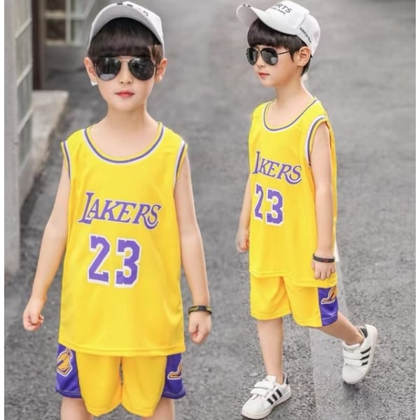 Basket sportkläder barn träningskläder väst + shorts yellow 160cm