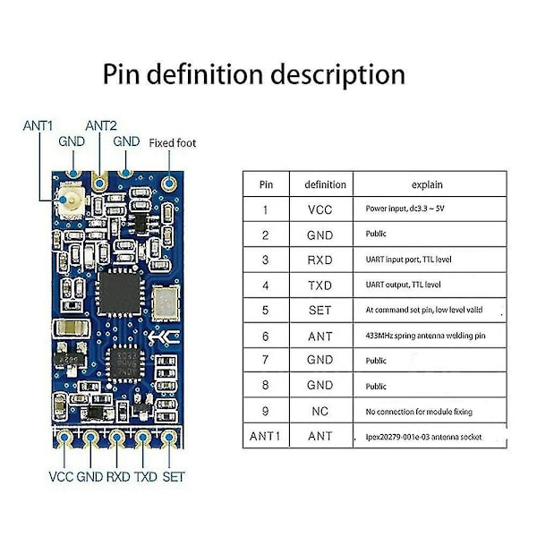 Hc-12 433mhz Si4463 Langaton Sarjaportti Moduuli 1000m Korvaa Bluetooth Hc12